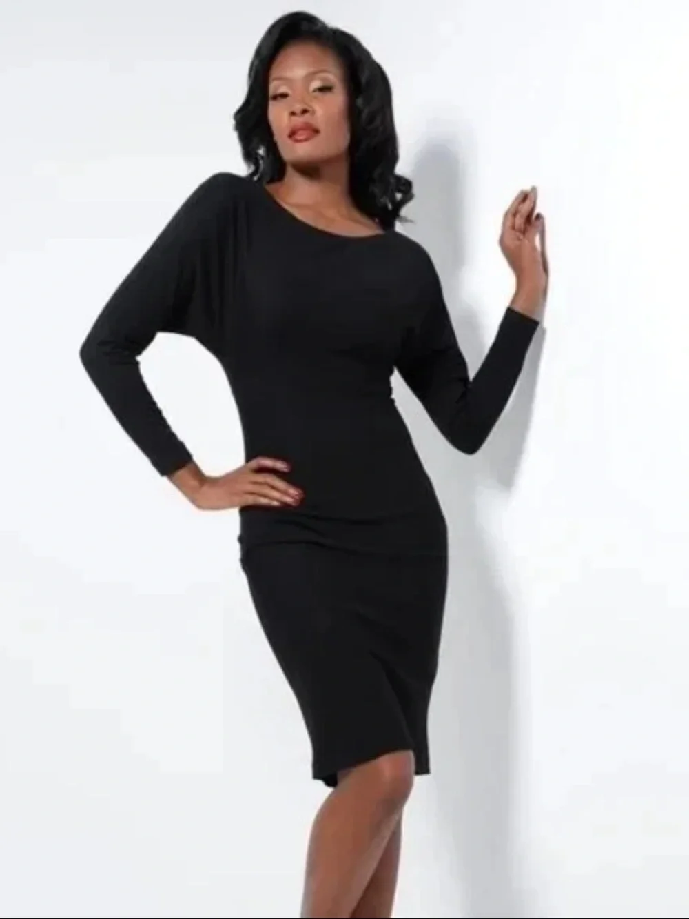 Laura Byrnes Black Label Black Long-Sleeve Sheath Dress, XS, EUC